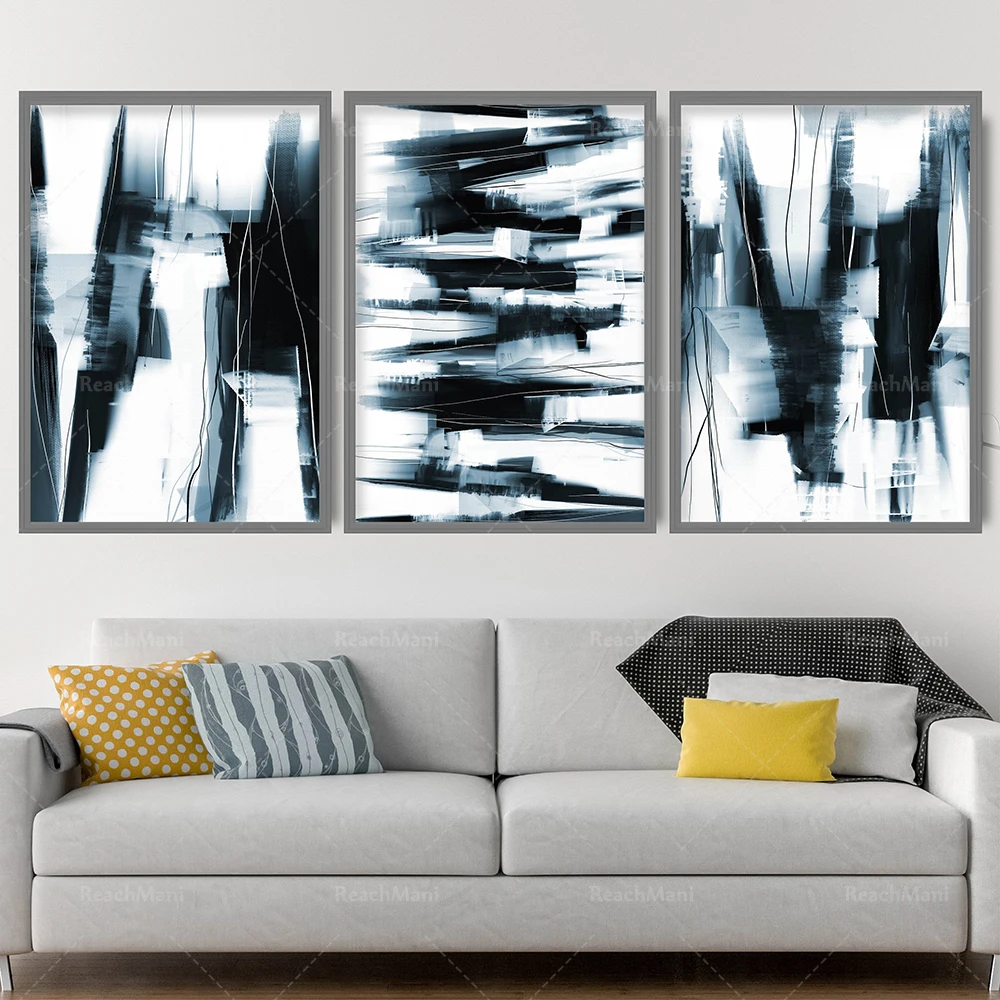 

Prints Abstract Black & Navy Art Prints from Original Textured Painting Mix V2 Wall Poster Decor Gift