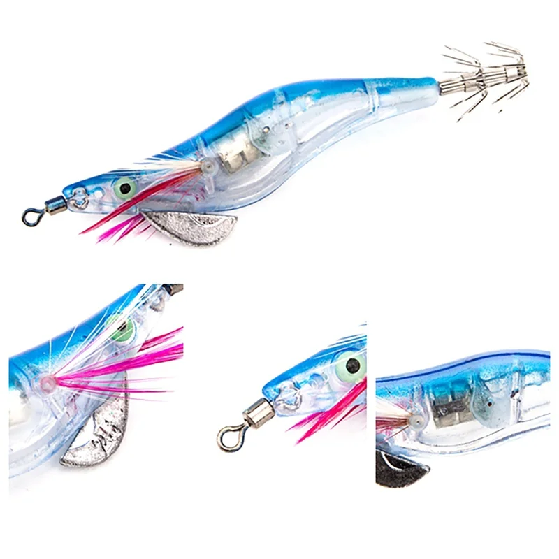 

Outdoor fishing LED Electronic Luminous Shrimp Squid 10cm Night Fishing Squid Jigs Lure Bass Bait fishing tackle 2020