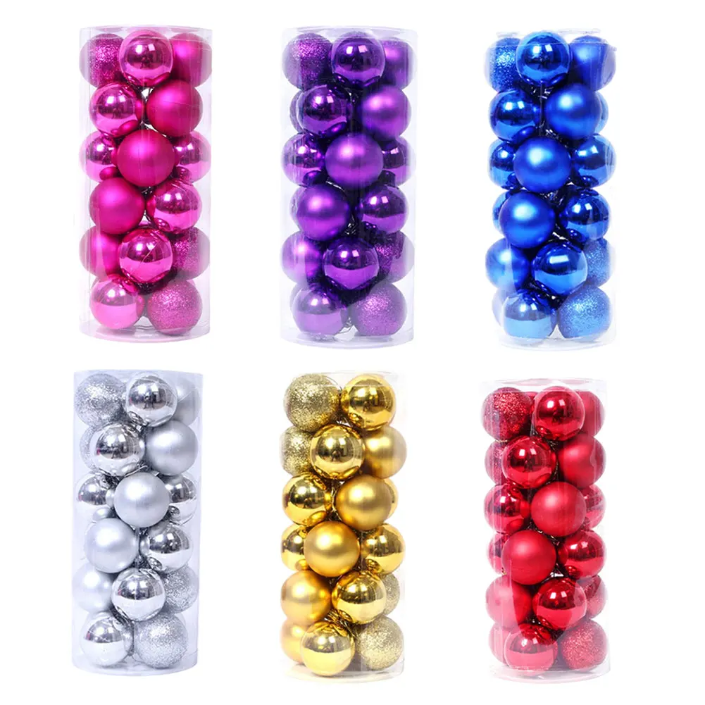 

24PCS Christmas Balls Ornaments Shatterproof Hanging Balls Xmas Tree Plastic Decor For Holiday Hanging Tree Pendants New Year
