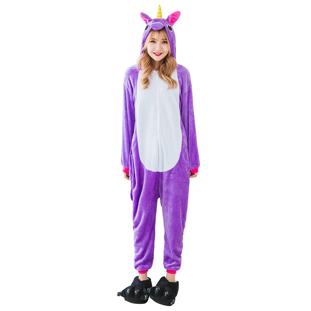

Костюм единорога для взрослых кигуруми пижамы животных Onesie женские пижамы Пижама в виде единорога зимняя одежда для сна цельные комбинезон...