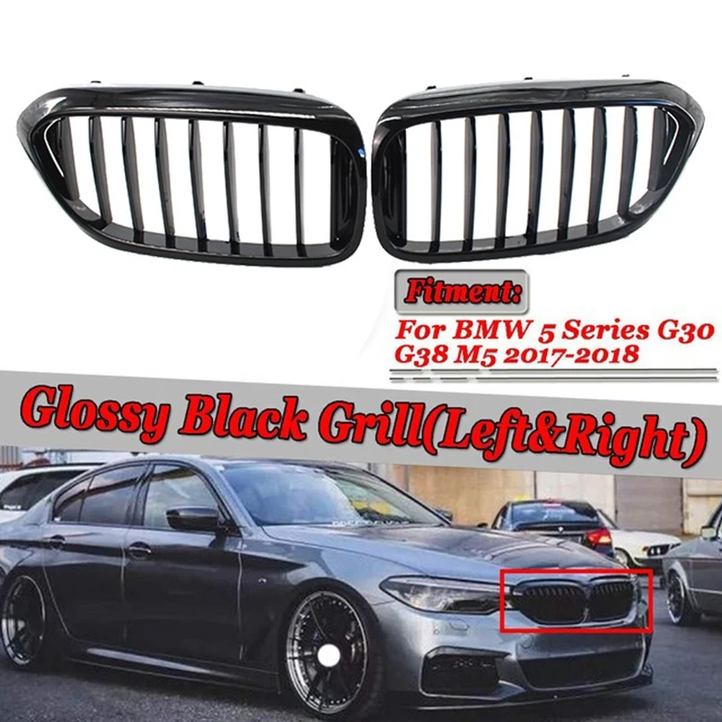 1 пара Передняя ножная решетка для Bmw Новая 5 серия G30 G38 2018 2019 глянцевый черный