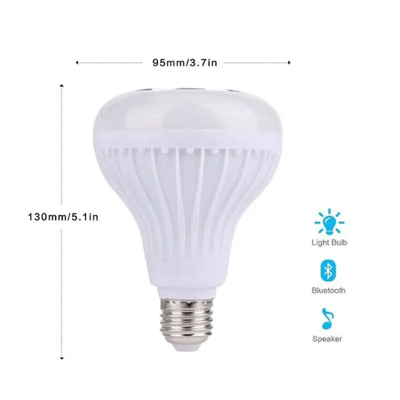 

13MA 12W RGBW Bluetooth LED Light Music Bulb Speaker RGB Color Smart Wireless E27 Screw Remote Lamp Lighting Decoration Stage