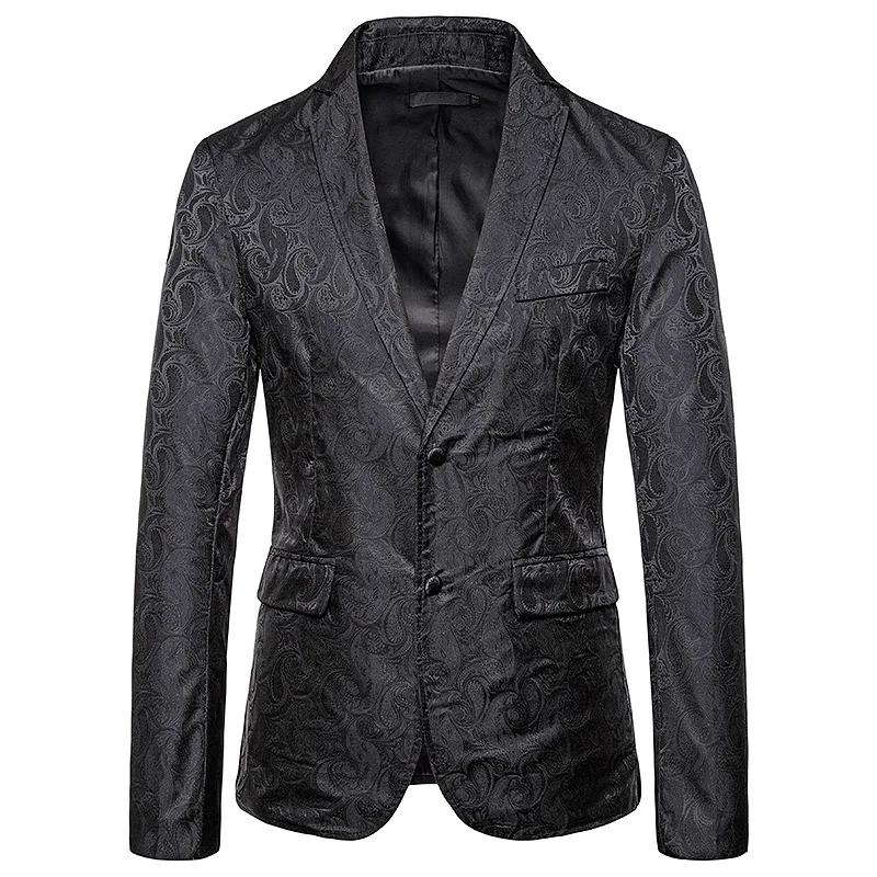 

Handmade New Fashion Singer Male Embroidery Khaki Flower Slim Fit Talicoat Presenter Men's Banquet Evening Party Blazer Jackets