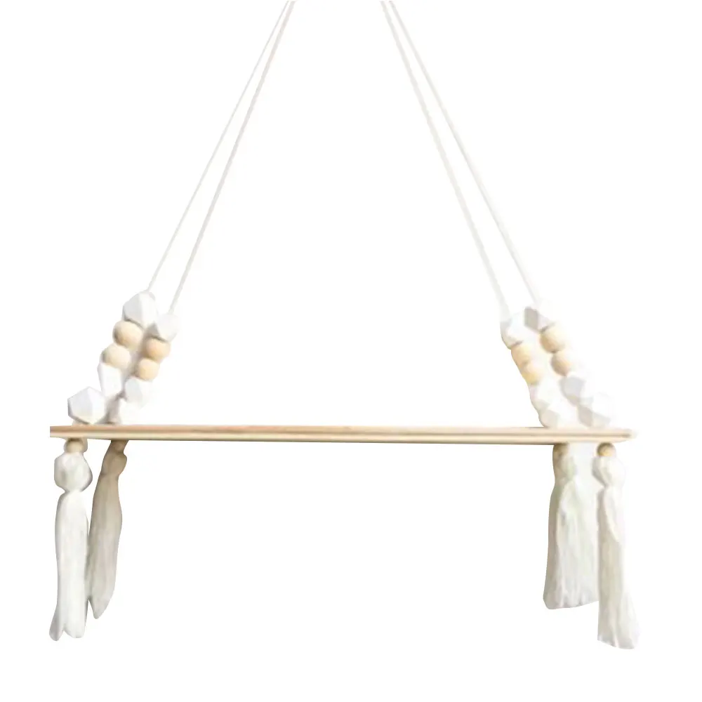 Скандинавская полка для хранения с деревянными бусинами и кисточками деревянная