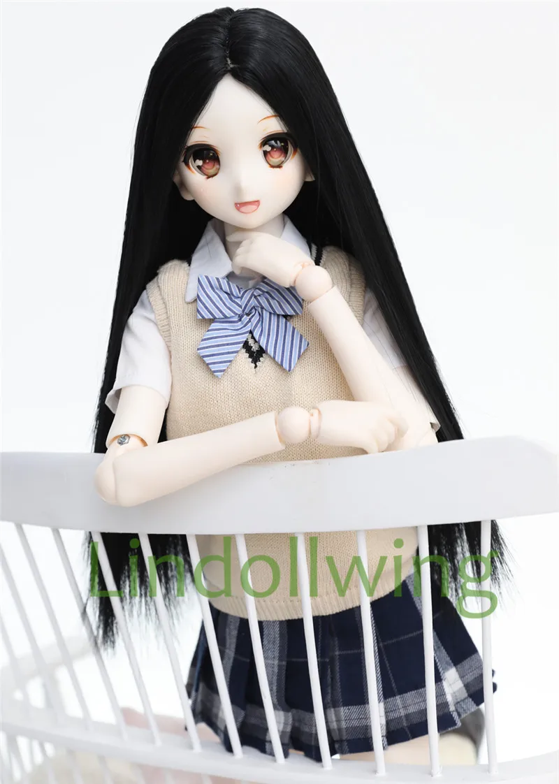 1/3 парик для шарнирной куклы Pullip Dal DD SD LUT Dollfie кукол 8-9 дюймов длинный черный 4B |