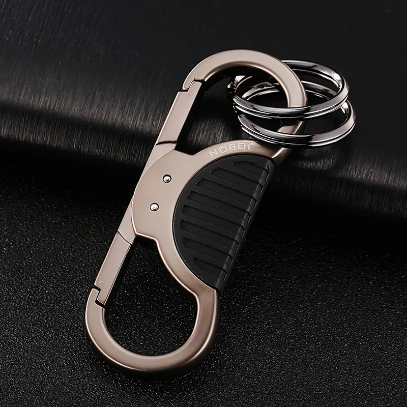 

Keychain Personalized Two Way Button Men's Simple Key Double Ring Metal Pendant Women