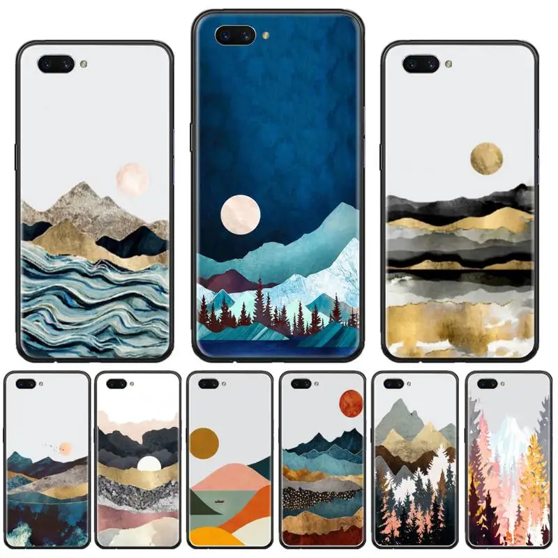 

Mountain Marble Moon Phone Case For OPPO F 1S 7 9 K1 A77 F3 RENO F11 A5 A9 2020 A73S R15 REALME PRO