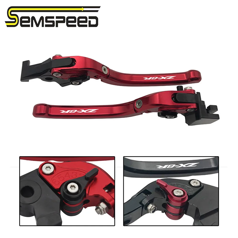 SEMSPEED ZX 6R логотип Красный Мотоцикл CNC складные только сцепные рычаги для Kawasaki Ninja zx