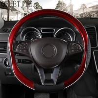 qfhetjie car steering wheel cover microfiber leather silicone inner ring four seasons non slip bright leather stitching
