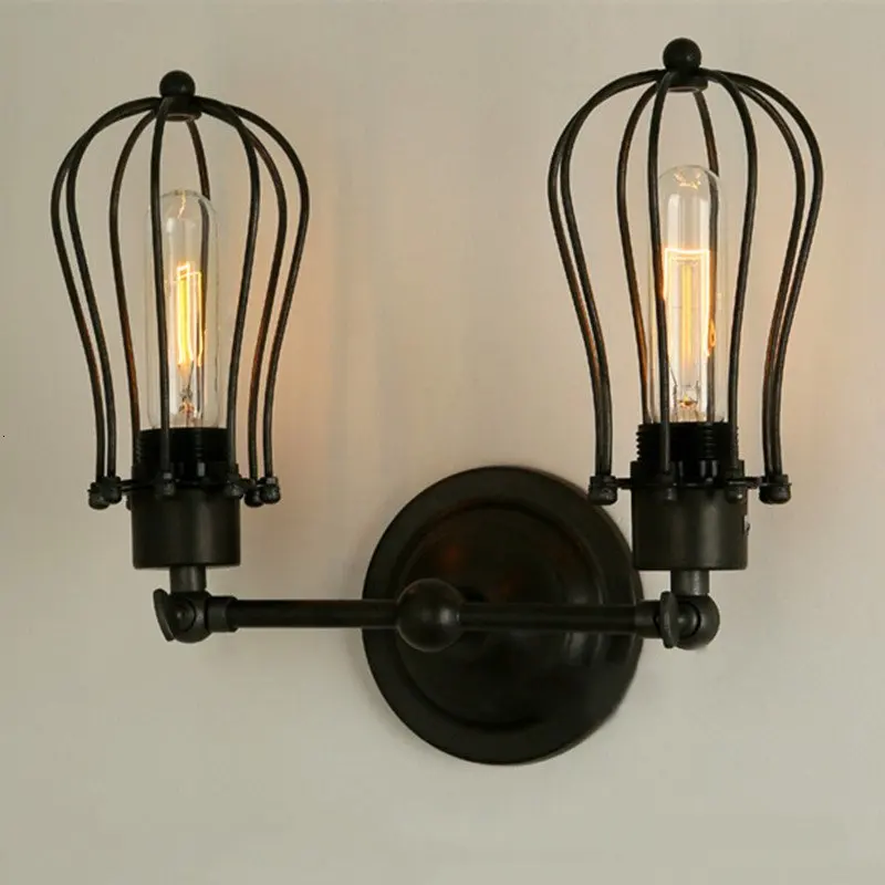 

Vintage Iron Creative Cage Wall Lamp For Cafe Shop Industrial Decor lustre led wall lights for home