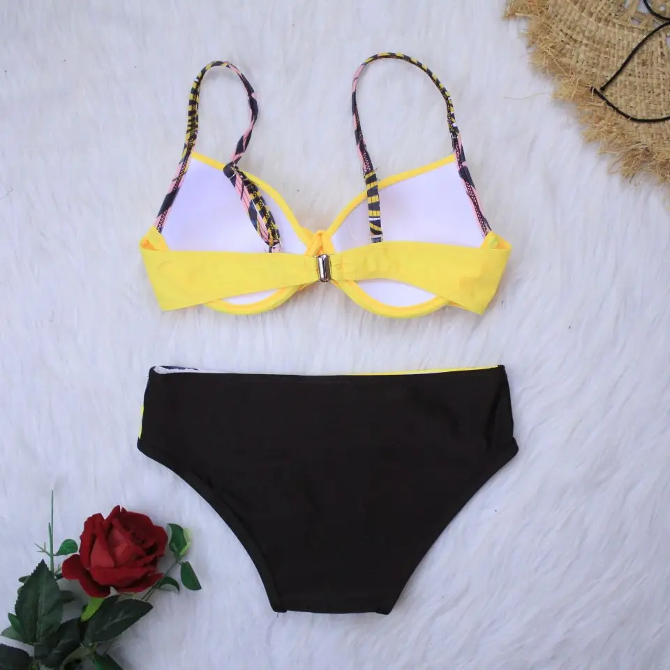 

2020 New Sexy Push Up Bikinis Set Swimwear Women Swimsuits Bathing Suit Women Halter biquini Leaf Print Beach Wear Bikini