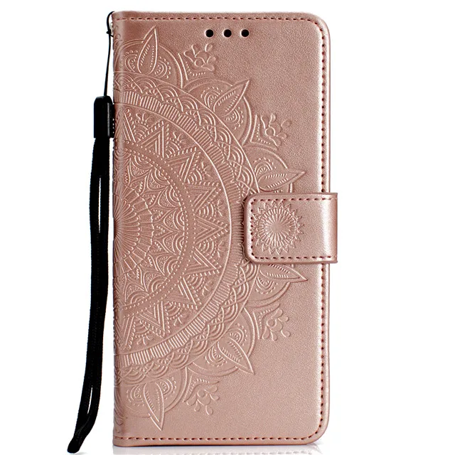 Rose Gold Мандала Цветок для женщин и мужчин PU кожаный бумажник флип чехол для телефона чехол для Apple IPhone X XR XS MAX 8 7 plus 6 6s plus 10 - Цвет: Rose Gold
