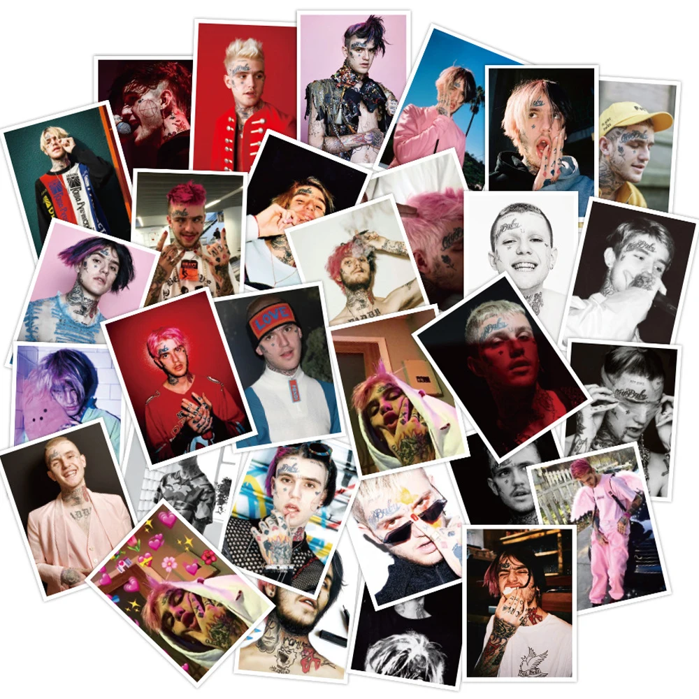 

30PCS Rapper Rock Singer Lil Peep Stickers Laptop Guitar Skateboard Bike Waterproof Graffiti Cool Sticker Decal Kid Classic Toys