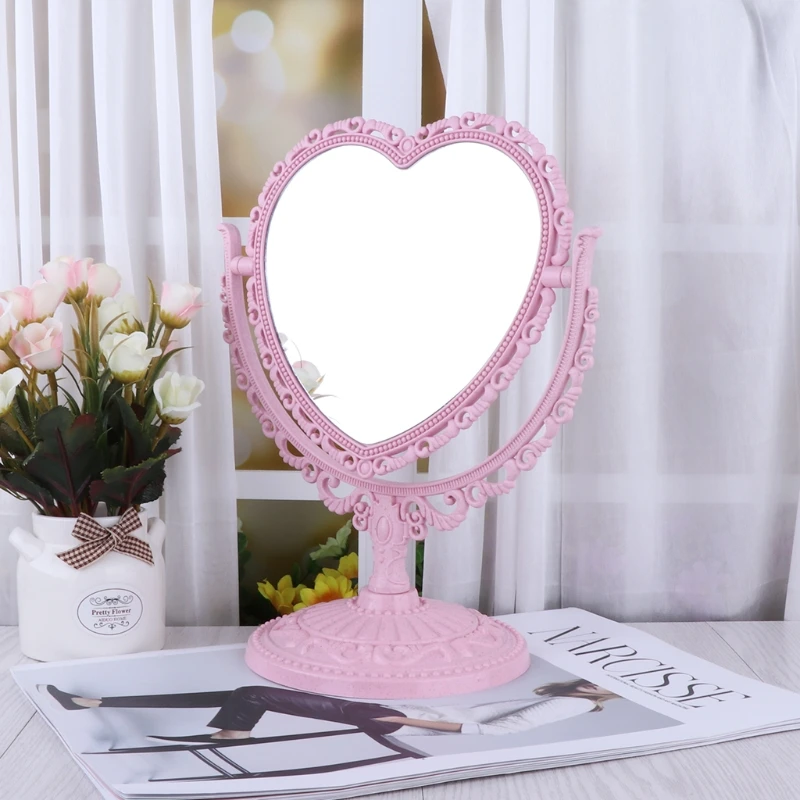 

TY227 2Sides Heart-shaped Makeup Mirror Rotatable Stand Table Compact Mirror Dresser Jy18 21 Dropshipping