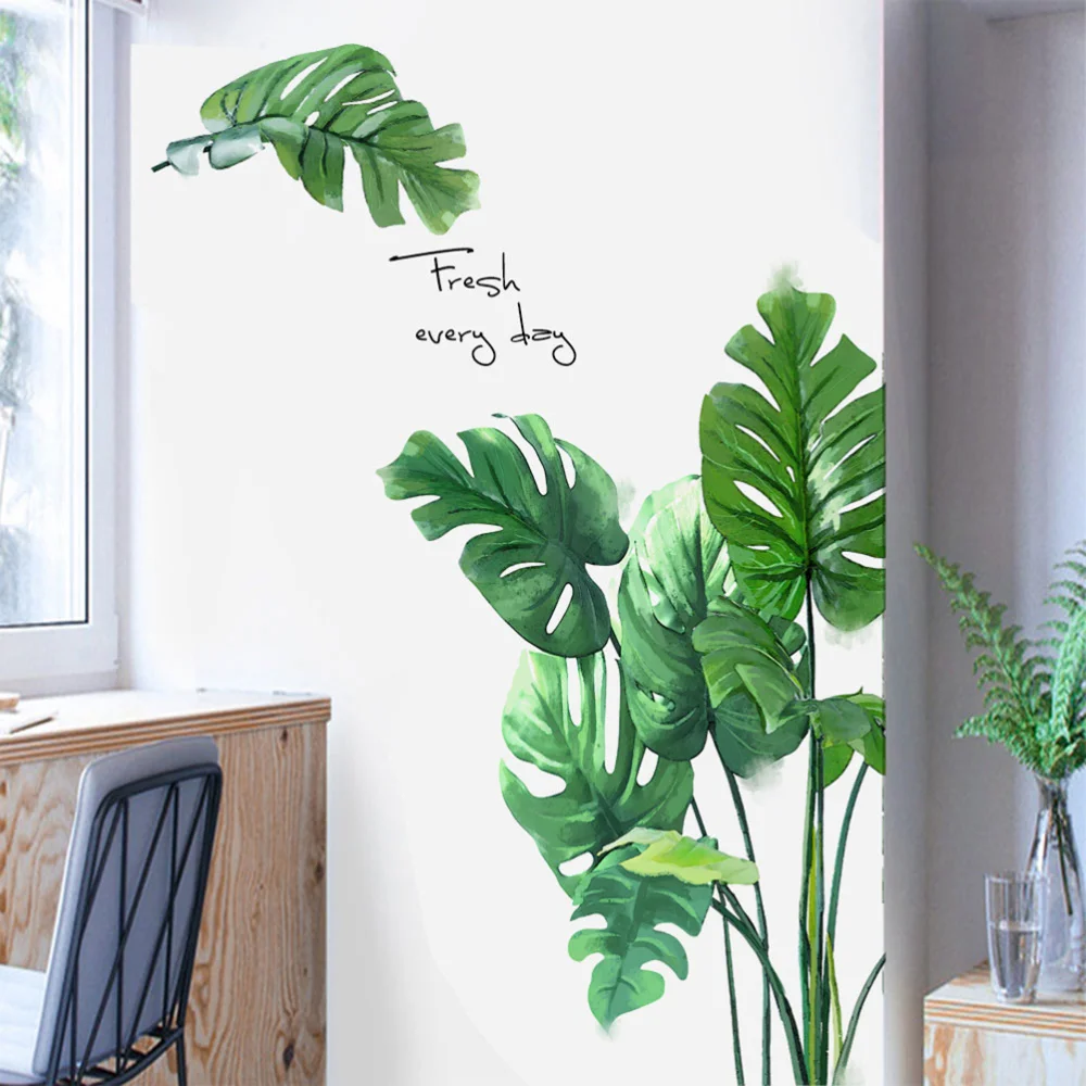 

Free Collage Banana Leaf Pattern Wall Decal Nordic Style Wall Sticker Home Kids Room Background Decoration