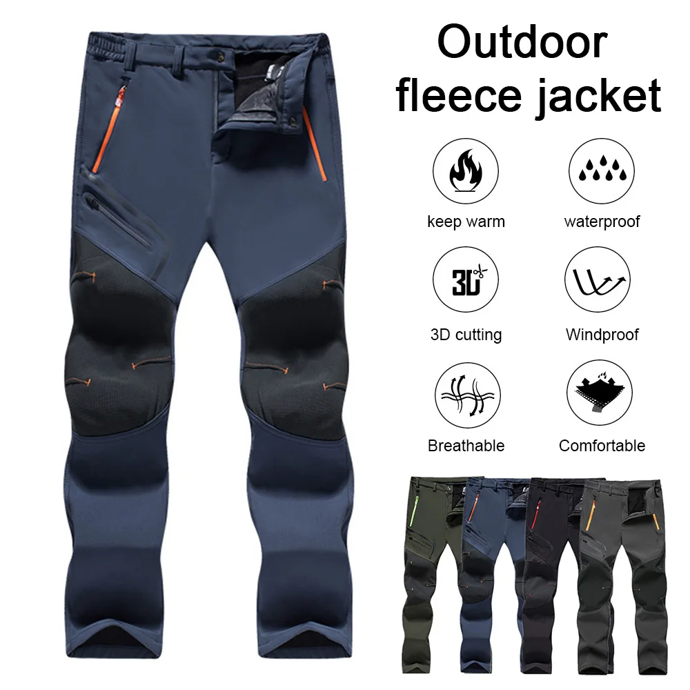 

Men Oversized Plus size Winter Softshell Fleece Outdoor Pants Trekking Fish Camp Climb Hiking Ski Warm Travel Trousers Free ship
