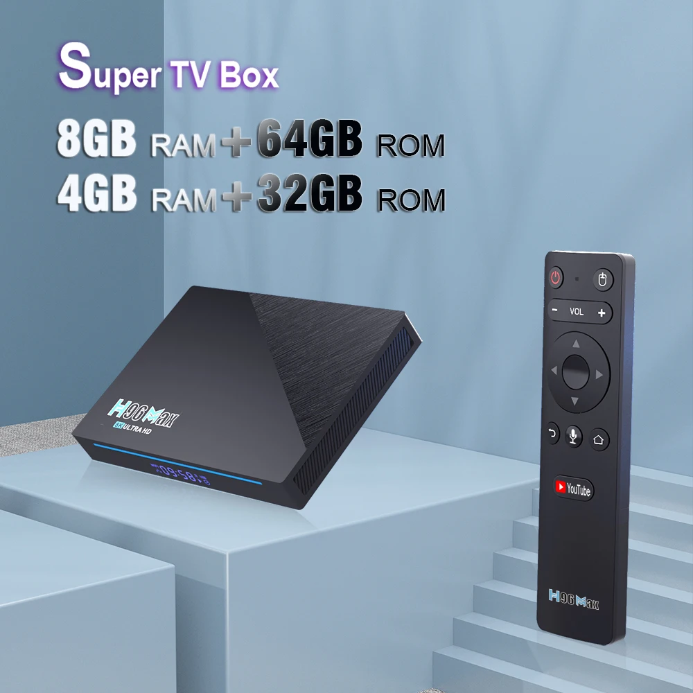 смарт тв приставка H96 Max RK3566 android tv 11 8K 8GB RAM 128GB ROM Quad Core 64GB Android TV 2021 WiFi Lemfo H96max Google Voice