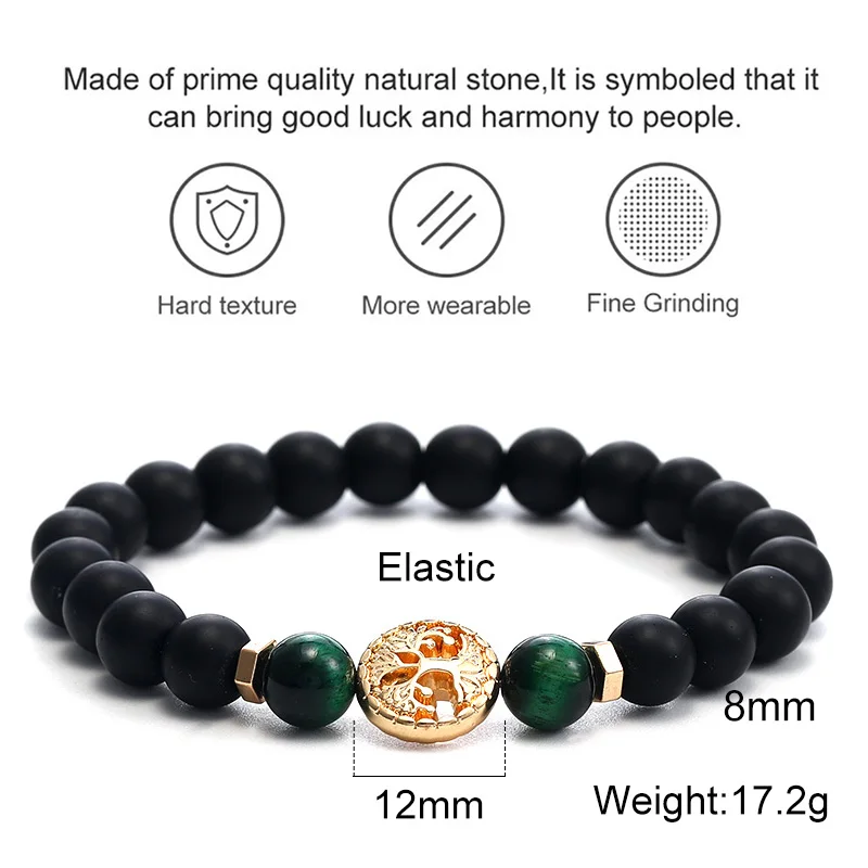 

Prayer Buddha Bead Tree of Life Charms Bracelets for Women Men Matte Stone Beaded Bracelet Yoga Jewelry