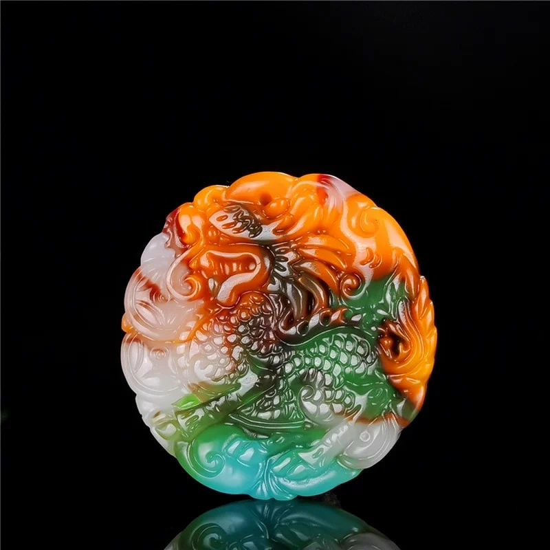 

Natural Chicken Blood Jade Hand-carved Unicorn Pendant Fashion Boutique Jewelry Men's and Women's Beast Necklace GiftAccessories