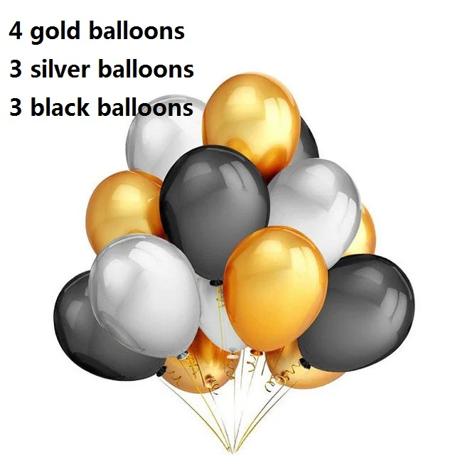 gold silver black 10 шт./лот 10 дюймов Жемчужные золотые серебряные черные латексные шары на день рождения, свадьбу, вечеринку, Декор, воздушные гелиевые шары, подарки для детей - Цвет: gold silver black