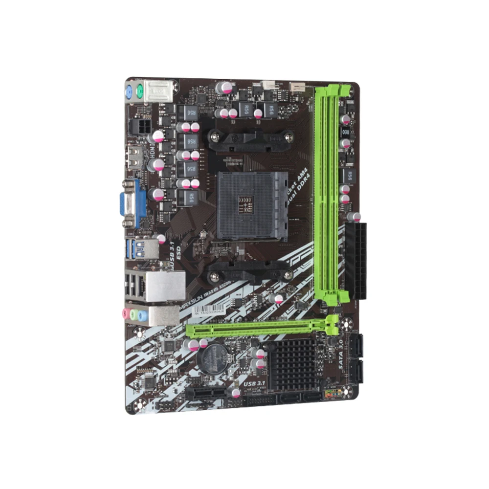 MAXSUN am4 Challenger a320m-vh R2.0 AMD Материнская плата mATX двухканальная DDR4 1000M LAN SATA3.0 USB3.1 VGA HDMI 5 фазный mainb