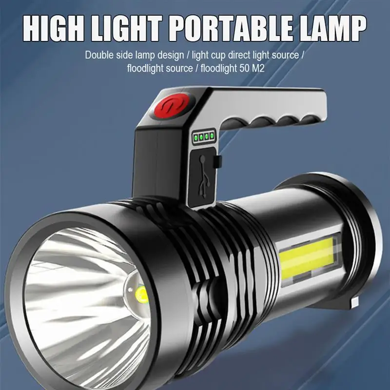 

COB Flashlight Waterproof Spotlight LED Multi-function Plastic Flashlight Floodlight Searchlight for Outdoor Fishing Light