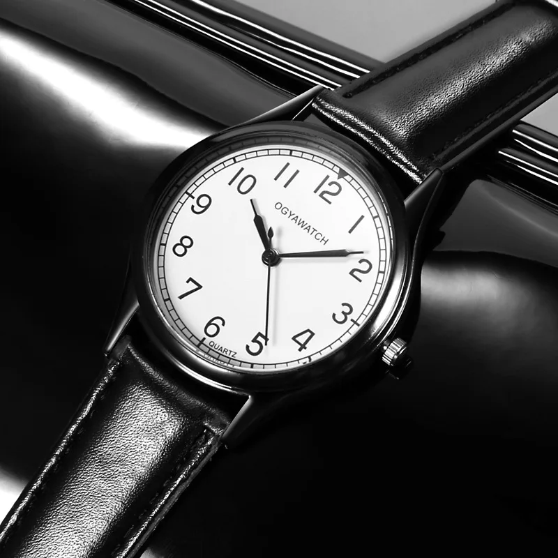 Часы наручные OGYA Мужские кварцевые модные удобные деловые с кожаным ремешком