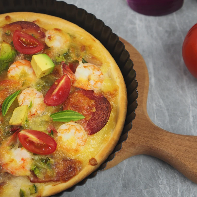 9'' Non Stick Flan Tin Tart Pie Pan Fluted Cake Baking Tray Loose Base Mold Round Oven Bread Pizza Kitchen Application |