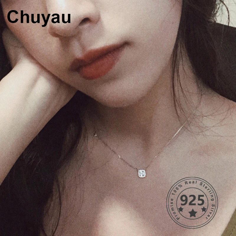 Chuyau серебро 925 пробы квадратные бриллианты Круглый Циркон ожерелье роскошное