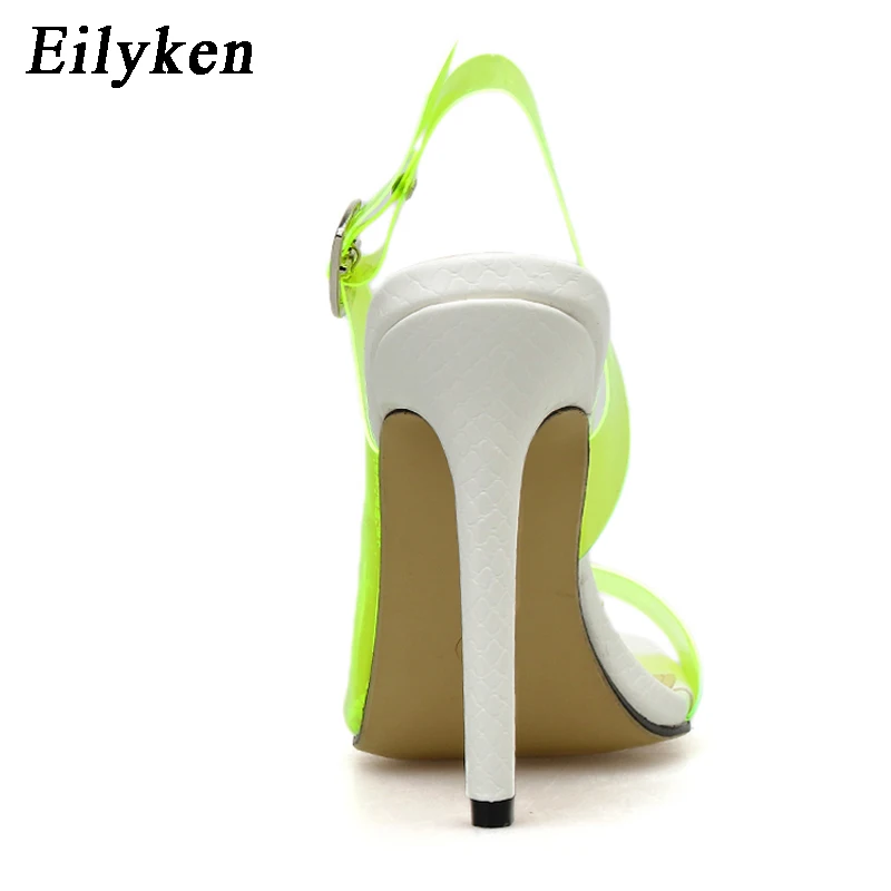 Eilyken флуоресцентные зеленые ПВХ прозрачные сандалии с открытым носком на высоком