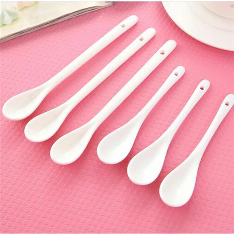 

Porlien White Porcelain Spoons, Teaspoons 6 Inch -Set of 6-For Coffee, Tea