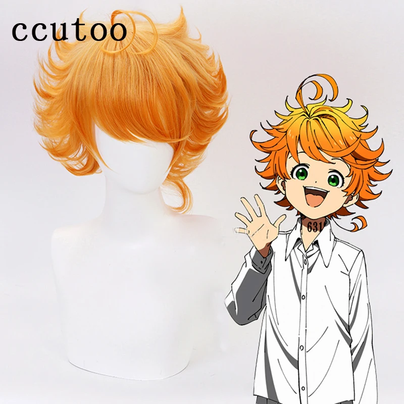 

Emma Cosplay Wig Anime Yakusoku no Neverland The Promised Neverland 63194 Orange Heat Resistant Synthetic Hair Wigs + Wig Cap