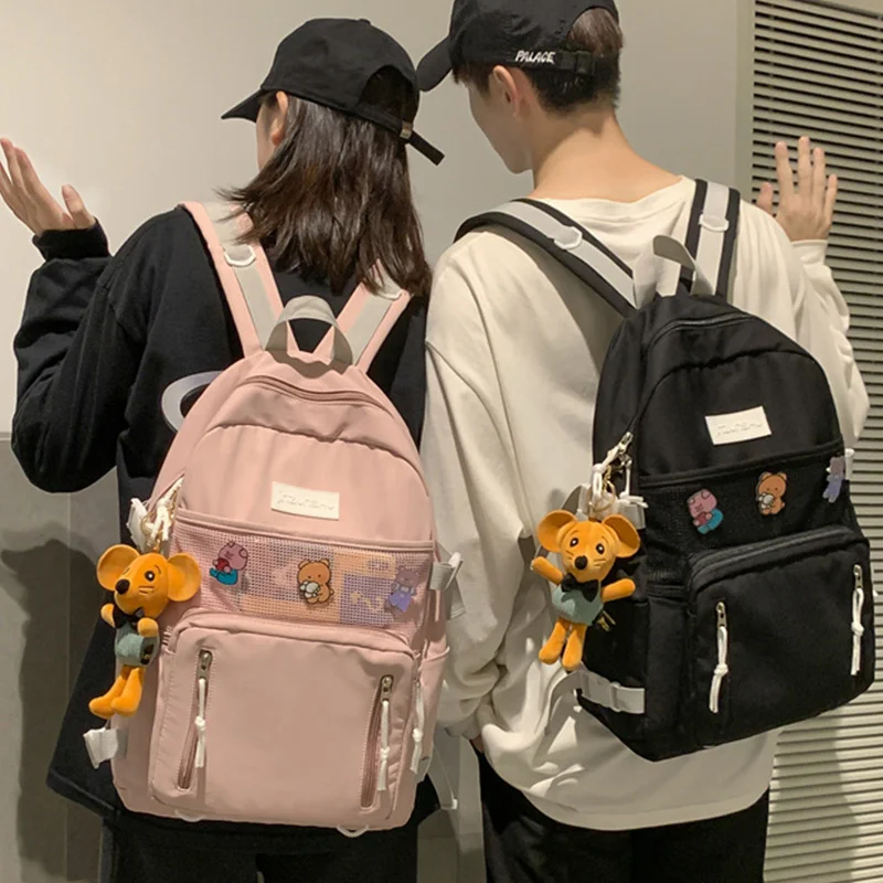 

Unisex Waterproof Nylon cloth Backpack Korean Large capacity School bags for students Fashion Personality Pure color Travel bag