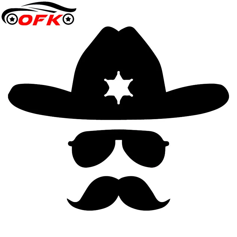 

Sheriff Hat Mustache Car Whole Body Decoration Sticker Accessories 17*14.1CM