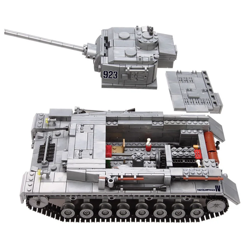 Конструктор военный армейский с большими панцами Тигром и танком 2 мировая война