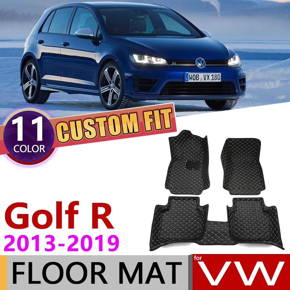 Пользовательские автомобильные кожаные Коврики для Volkswagen VW Golf 7 R Hatch MK7 2013~ 5 мест, коврик для ног, аксессуары для ковров