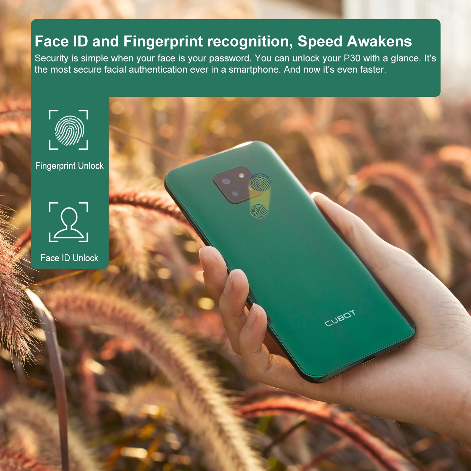 

CUBOT P30 Smartphone Helio P23 4GB+64GB AI Rear Triple Cameras 4000mAh Smart Mobile Phone Fingerprint Face ID Android 9.0 Pie