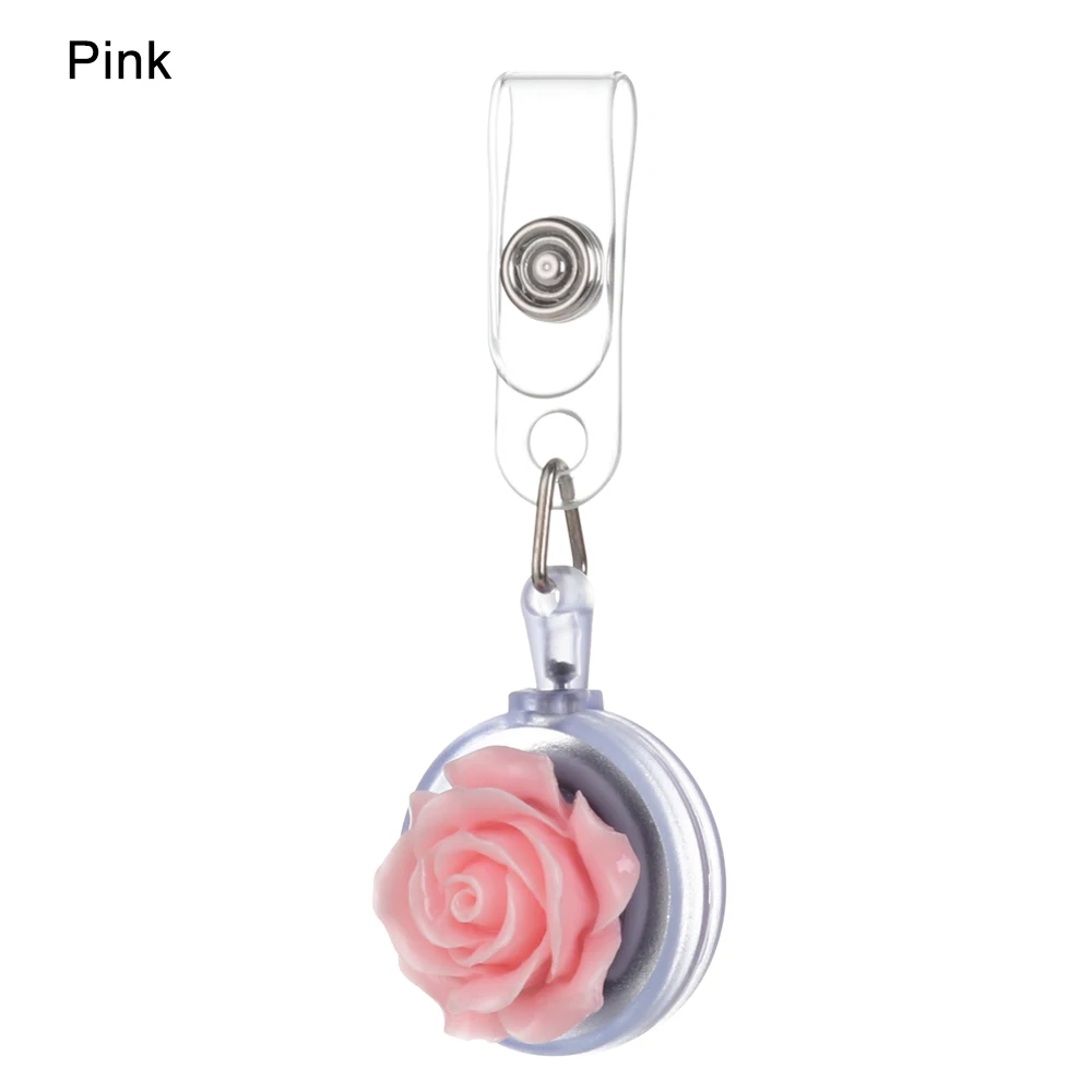 pink 1 1 шт., новинка, мини, выдвижной значок, ID талреп, имя, бирка, карта, держатель, катушки, брелок, цепь, зажимы, школьные, офисные принадлежности - Цвет: pink 1