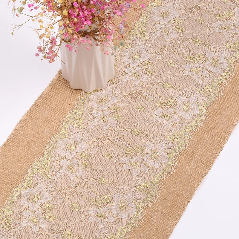 Льняной ажурный кружевной настольный флаг модное прямоугольное тканевое