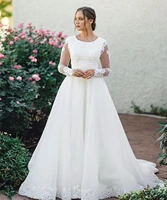 2021 wedding dress princess robe de marie sweep train gorgeous long sleeve a line floor length lace appliques bridal gowns