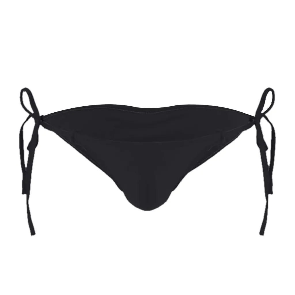 Мужские трусы брифы на шнурках черные однотонные стринги с низкой посадкой