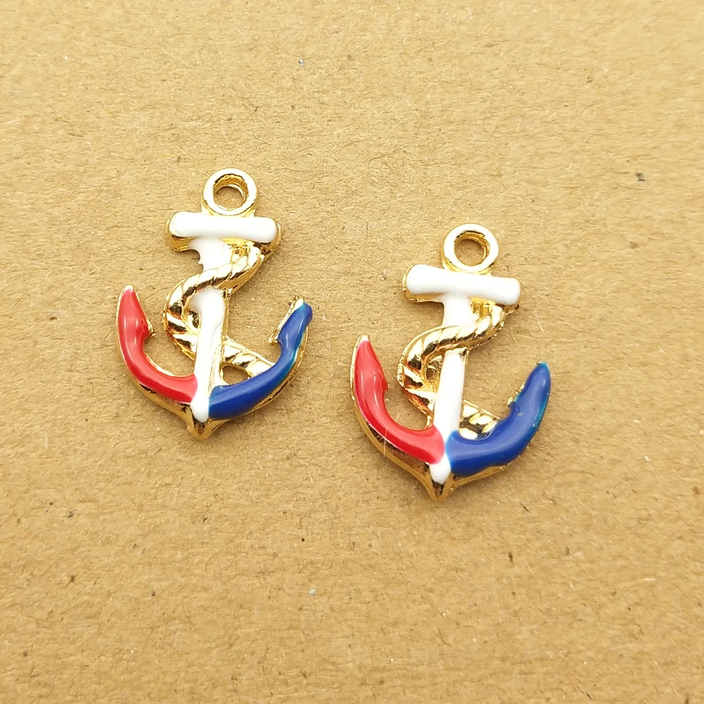 Эмалированный Шарм-подвеска с якорем для изготовления ювелирных изделий модные