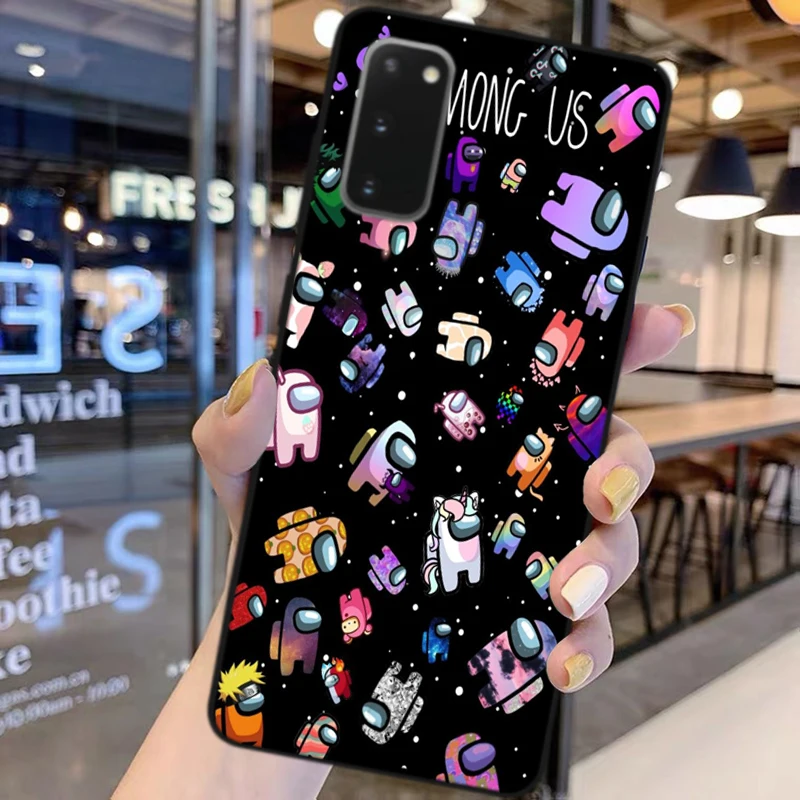 

Black Soft Silicone Phone Cover Case For Samsung S20FE A32 4G 5G S10 S20 S21Ultra Plus Note10 Note20 Cartoon Among Us Game Shell