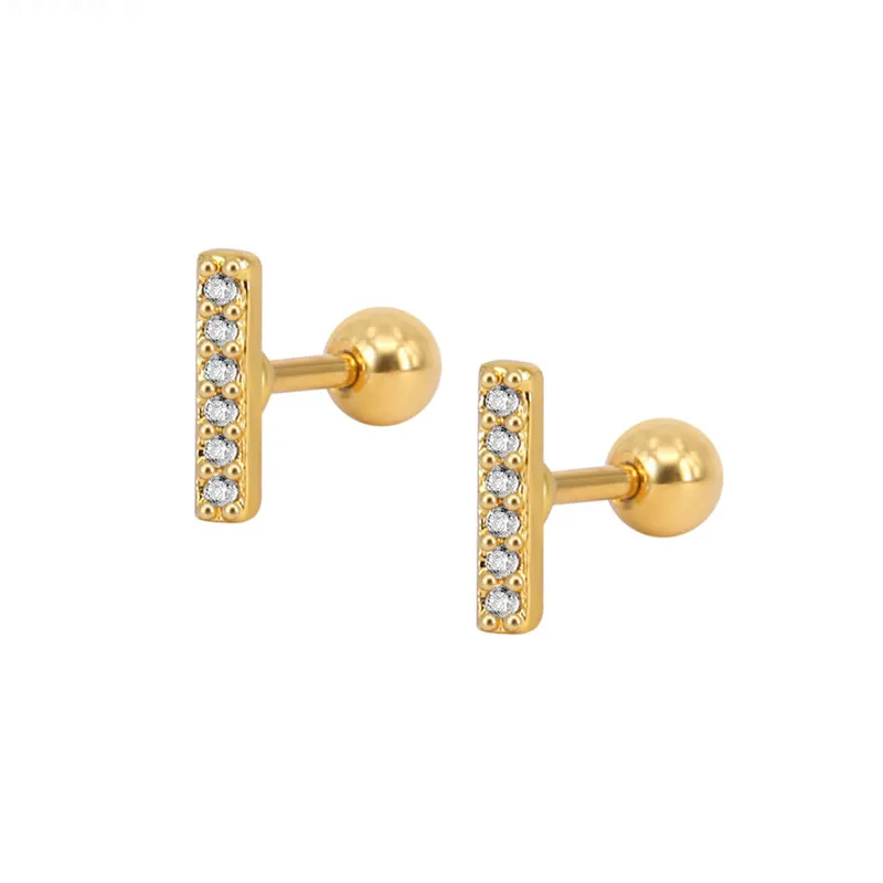 Новые Панк минималистичные серьги гвоздики с кубическим цирконием из