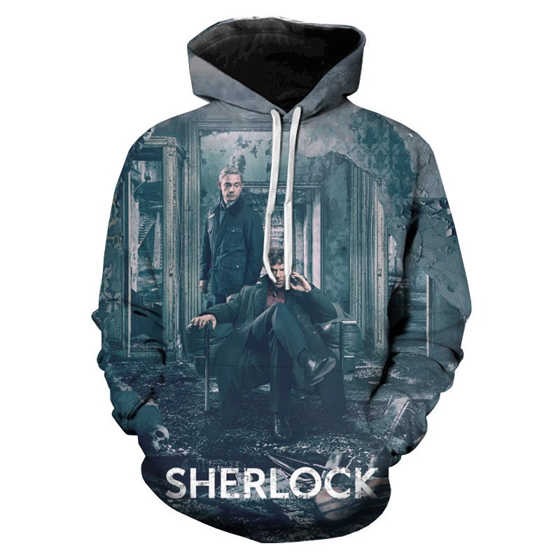 Новые толстовки с 3D принтом Sherlock для мужчин и женщин модные осенние свитшоты в