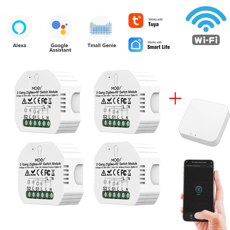

Smart Home House Wifi Wireless Remote Switch Breaker ZigBee 3.0 LED Light Controller Module Alexa Google Home Smartlife Tuya