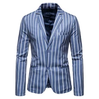 autumn mens suit coat new large size casual striped two button slim fit leisure easy care top jacket blazer for man clothing