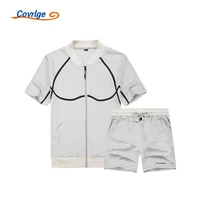 covrlge mens sets sports daily casual simplicity comfortable hooded casual sports short sleeved shorts two piece suit msy006