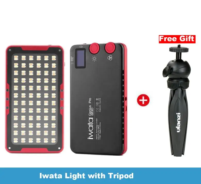 with tripod Iwata GP-01 светодиодный видео светильник 2600-6000K 24w фотостудия непрерывный заполняющий светильник ing O светодиодный дисплей для DSLR камеры - Цвет: with tripod