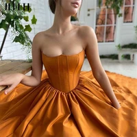 jeheth orange strapsess satin prom dresses for women a line plus size backless long formal evening gowns fashion robes de soir%c3%a9e